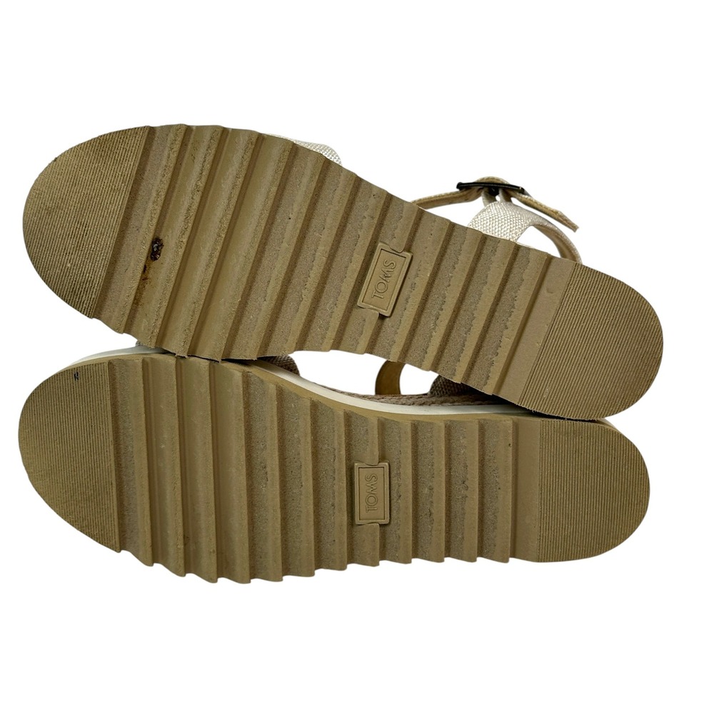 Toms Sandals Shoes Diana Espadrille Wedge Platform Sawtooth Sole Gold 9 Boho - Picture 12 of 12